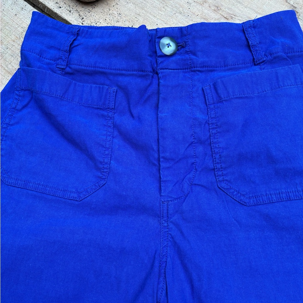 Anthropologie Blue Cropped Cotton Pants